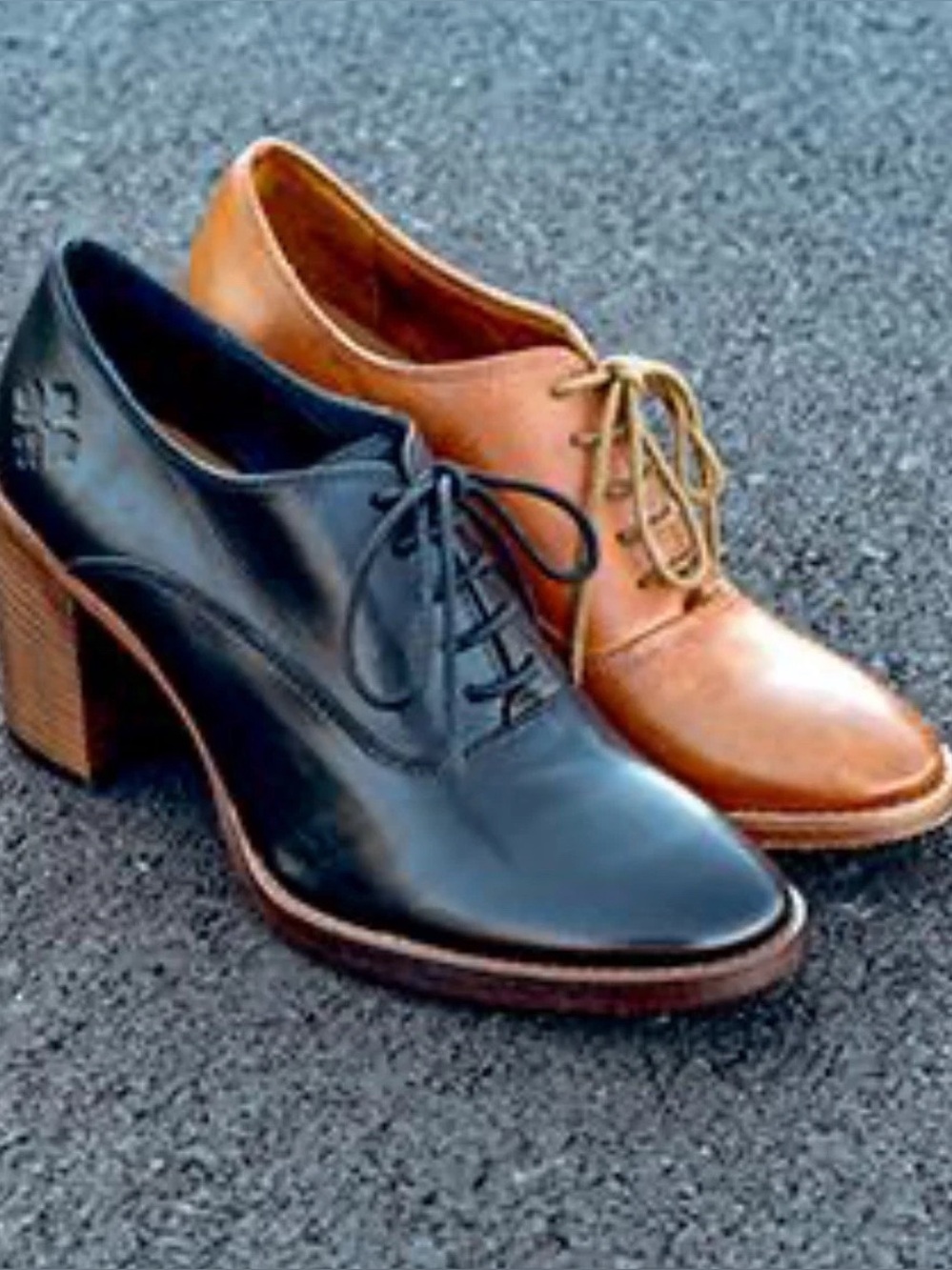 Patricia Nash Women's Black Leather Lace-Up Block Heel Shoes size 6.5